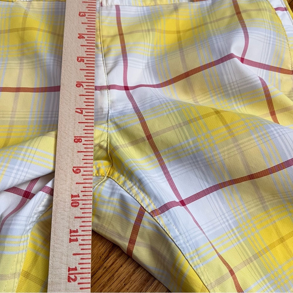 Nike Golf Tour Performance Plaid Yellow Red  White Shorts Women's Size 8 - 33x13 - Picture 5 of 10